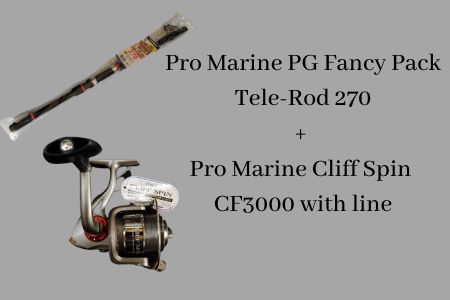  Pro Marine PG Fancy Pack Tele-Rod 270 + Pro Marine Cliff Spin CF3000 with line